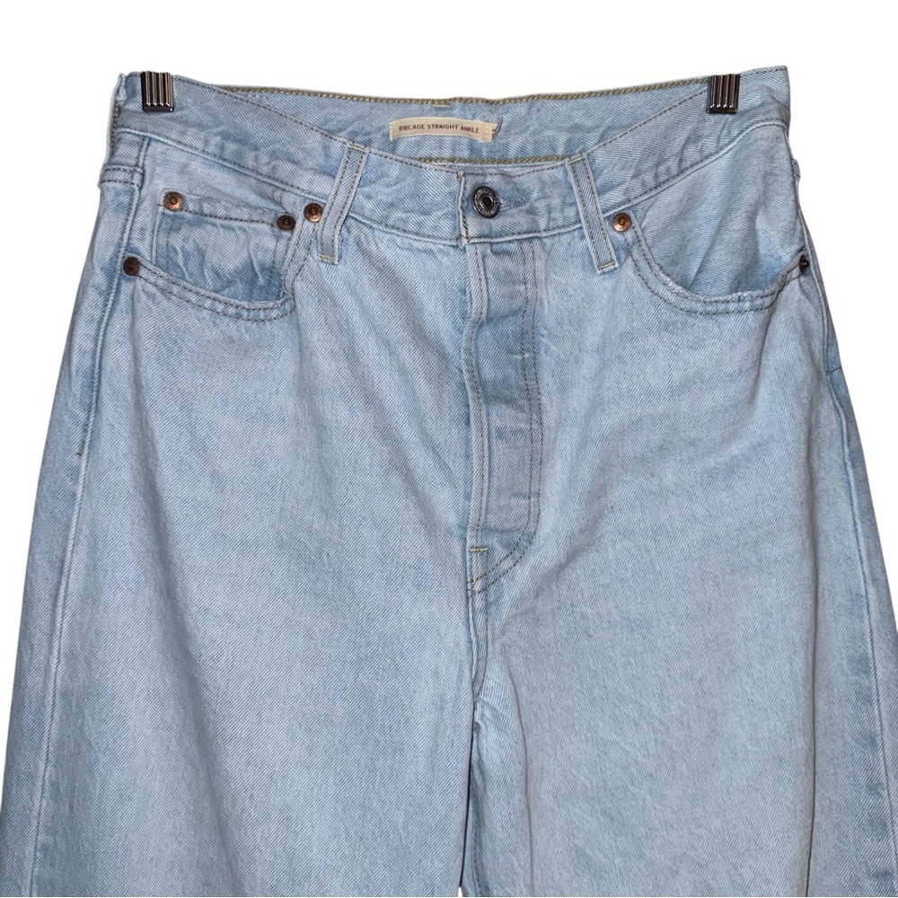 LEVI’S Ribcage Straight Ankle In Ojai Shore Light Wash Distressed Size 28 - Picture 6 of 16
